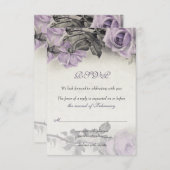 Carte de réponse de mariage Rose Pourpre en Argent (Devant / Derrière)