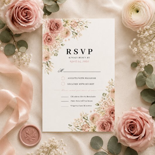 Carte de réponse de mariage Rose Poussiéreuse