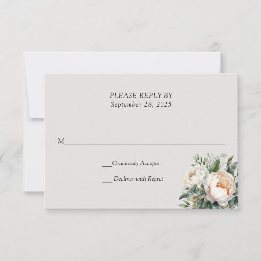 Carte de réponse de mariage Rose Romantique (Devant)