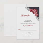 Carte de réponse de mariage Rose Rouge Foncé (Devant / Derrière)