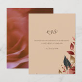 Carte de réponse de mariage Rose tropicale moderne (Devant / Derrière)