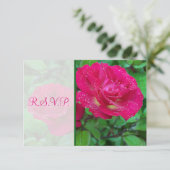 Carte de réponse de mariage Roses roses et jaunes (Debout devant)