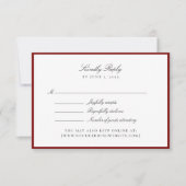 Carte de réponse de mariage rouge profond (Devant)