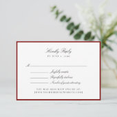 Carte de réponse de mariage rouge profond (Debout devant)