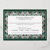Carte de réponse de mariage royal avec épée floral (Recto)
