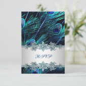 Carte de réponse de mariage Royal Blue Silver Indi (Debout devant)