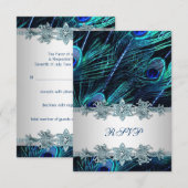 Carte de réponse de mariage Royal Blue Silver Indi (Devant / Derrière)