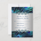 Carte de réponse de mariage Royal Blue Silver Peac (Dos)