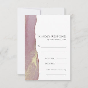 Carte de réponse de mariage RSVP Dusty Pink Gold