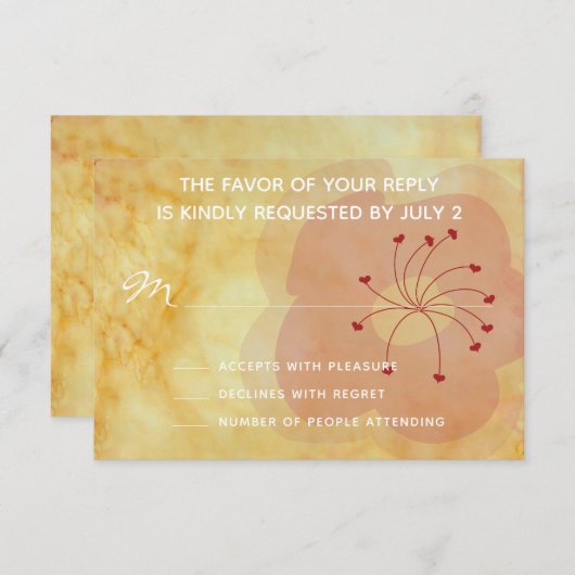 Carte de réponse de mariage RSVP Influencée par l' (Devant / Derrière)