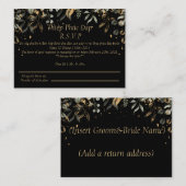 Carte de réponse de mariage RSVP noir/or RSVP en a (Devant / Derrière)