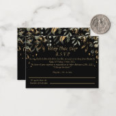 Carte de réponse de mariage RSVP noir/or RSVP en a (Devant/Arrière en situation)