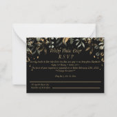 Carte de réponse de mariage RSVP noir/or RSVP en a (Devant)
