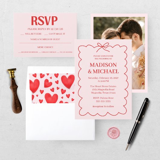 Carte de réponse de mariage RSVP Rétro Saint-Valen