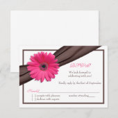 Carte de réponse de mariage Ruban marron Gerbera D (Devant / Derrière)