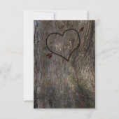Carte de réponse de mariage rustique Arbre + Cœur (Dos)