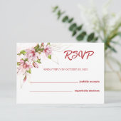 Carte de réponse de mariage rustique aux fleurs de (Debout devant)