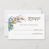 Carte de réponse de mariage rustique aux fleurs sa (Devant)