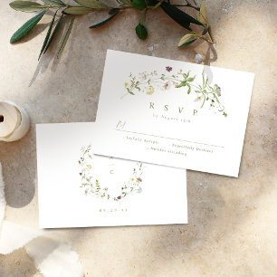 Carte de réponse de mariage rustique bohème à fleu