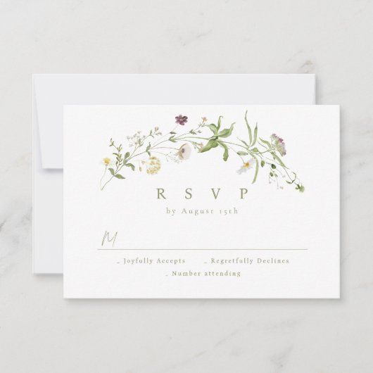 Carte de réponse de mariage rustique bohème à fleu (Devant)