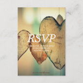Carte de réponse de mariage Rustique Bokeh Cœurs (Devant)