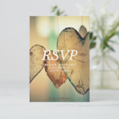 Carte de réponse de mariage Rustique Bokeh Cœurs (Debout devant)