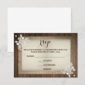 Carte de réponse de mariage rustique en bois avec  (Devant / Derrière)