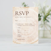 Carte de réponse de mariage rustique en bois - Cho (Debout devant)