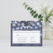 Carte de réponse de mariage rustique hivernal à pe (Debout devant)