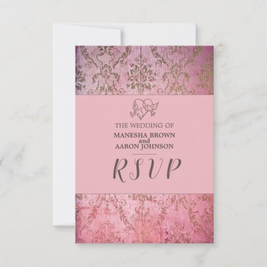 CARTE DE RÉPONSE DE MARIAGE - RUSTIQUE ROSE (Devant)