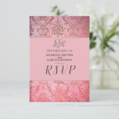 CARTE DE RÉPONSE DE MARIAGE - RUSTIQUE ROSE (Debout devant)