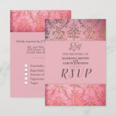 CARTE DE RÉPONSE DE MARIAGE - RUSTIQUE ROSE (Devant / Derrière)