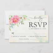 Carte de réponse de mariage rustique rose pâle élé (Devant)