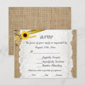 Carte de réponse de mariage rustique toile de jute (Devant / Derrière)