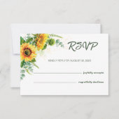 Carte de réponse de mariage rustique Tournesol RSV (Devant)
