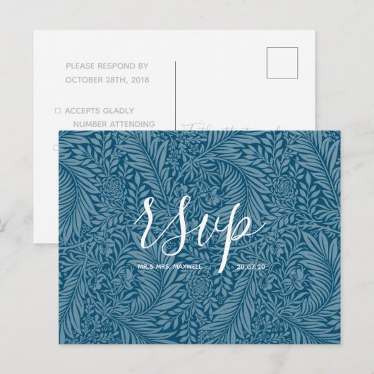 Carte de réponse de mariage | Script Sea Vibes (Devant / Derrière)