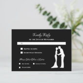 Carte de réponse de mariage silhouette noire (Debout devant)