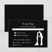 Carte de réponse de mariage silhouette noire (Devant / Derrière)