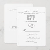 Carte de réponse de mariage Silver Hearts & Sparkl (Devant / Derrière)