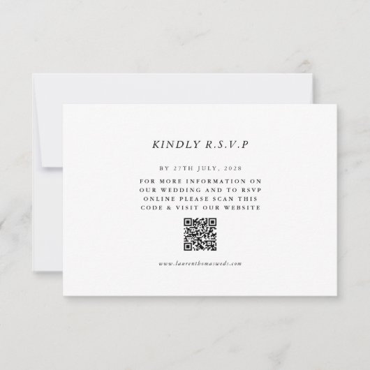 Carte de réponse de mariage simple avec QR Code RS (Devant)