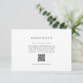 Carte de réponse de mariage simple avec QR Code RS (Debout devant)