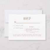 Carte de réponse de mariage simple blanche pour le (Devant)