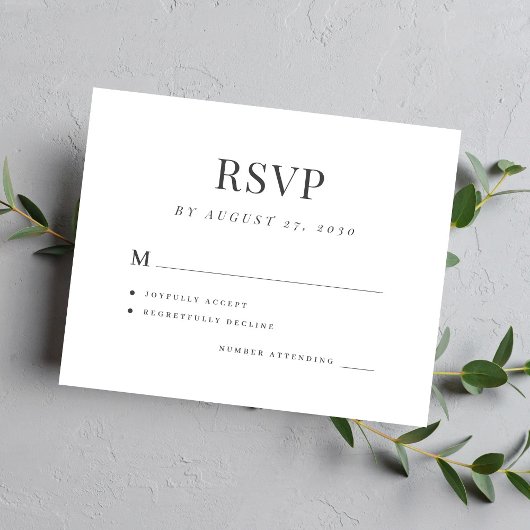 Carte de réponse de mariage simple élégante modern
