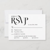 Carte de réponse de mariage simple élégante noire (Devant)