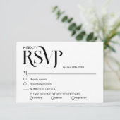 Carte de réponse de mariage simple élégante noire (Debout devant)