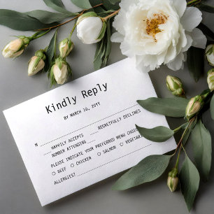 Carte de réponse de mariage simple et douce