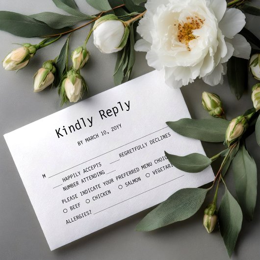 Carte de réponse de mariage simple et douce