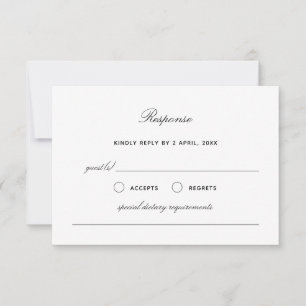 Carte de réponse de mariage simple et élégante RSV