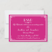 Carte de réponse de mariage simple magenta avec no (Devant)