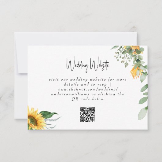 Carte de réponse de mariage simple tournesol avec (Devant)